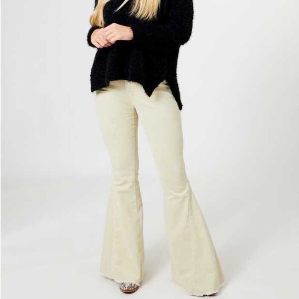 ALTAR'D STATE NWT High Rise Flare Corduroy Pants Beige Size 30 Hippie Fall - Picture 1 of 8